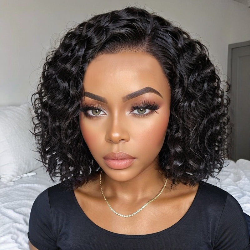 LinktoHair Loose Wave Side Part 13x4 Frontal Lace Bob Wig 100% Human Hair