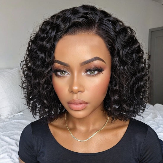 LinktoHair Loose Wave Side Part 13x4 Frontal Lace Bob Wig 100% Human Hair