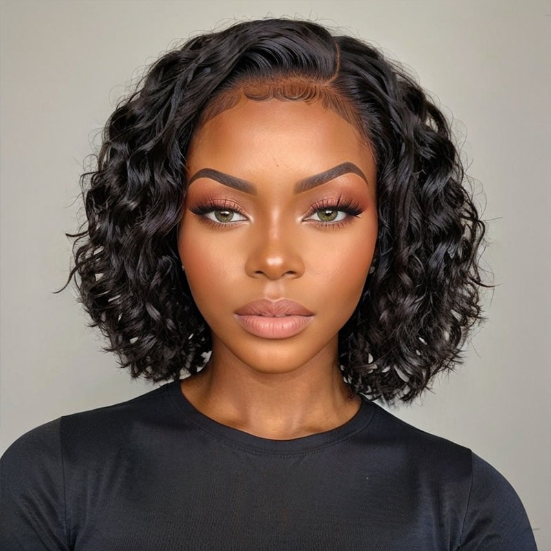 LinktoHair Loose Wave Side Part 13x4 Frontal Lace Bob Wig 100% Human Hair