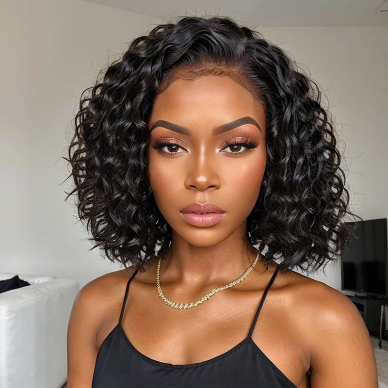 LinktoHair Loose Wave Side Part 13x4 Frontal Lace Bob Wig 100% Human Hair
