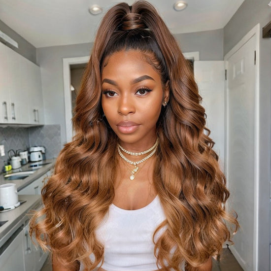 LinktoHair Ombre Body Wave Wig Highlights Frontal Lace Human Hair Wig