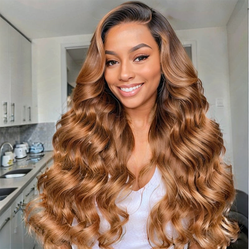 LinktoHair Ombre Body Wave Wig Highlights Frontal Lace Human Hair Wig