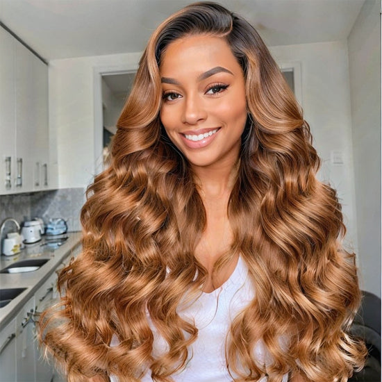 LinktoHair Ombre Body Wave Wig Highlights Frontal Lace Human Hair Wig