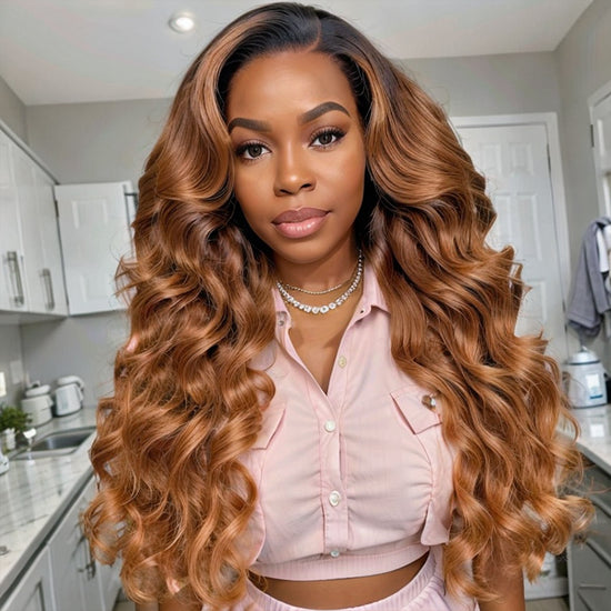 Load image into Gallery viewer, LinktoHair Ombre Body Wave Wig Highlights Frontal Lace Human Hair Wig
