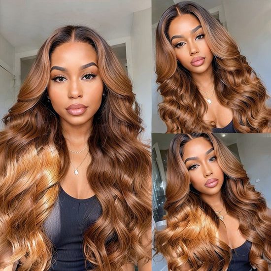 LinktoHair Ombre Body Wave Wig Highlights Frontal Lace Human Hair Wig