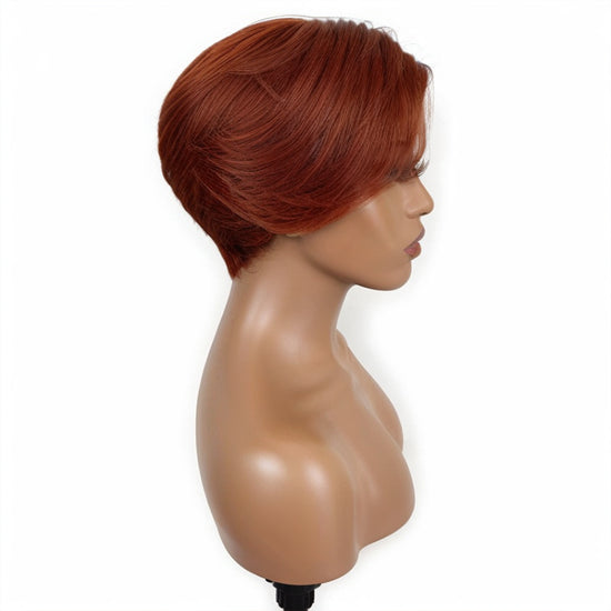 LinktoHair Trendy Limited Design Red Orange Pixie Cut Human Hair Lace Wig