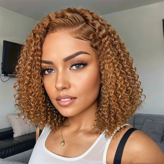 LinktoHair Put On & Go| Deep Curly 5x5 HD Lace Closure Colored Glueless Bob Curly Wig 3D Dome Cap