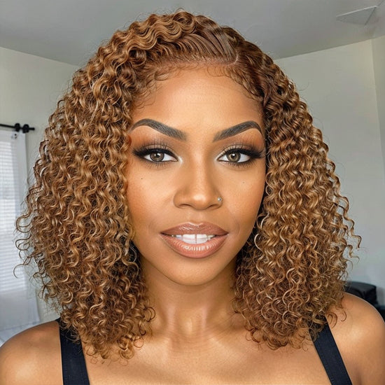 LinktoHair Put On & Go| Deep Curly 5x5 HD Lace Closure Colored Glueless Bob Curly Wig 3D Dome Cap