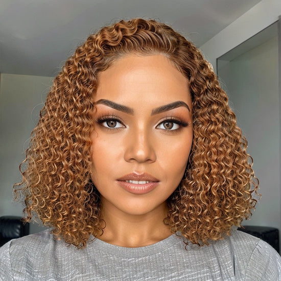 LinktoHair Put On & Go| Deep Curly 5x5 HD Lace Closure Colored Glueless Bob Curly Wig 3D Dome Cap