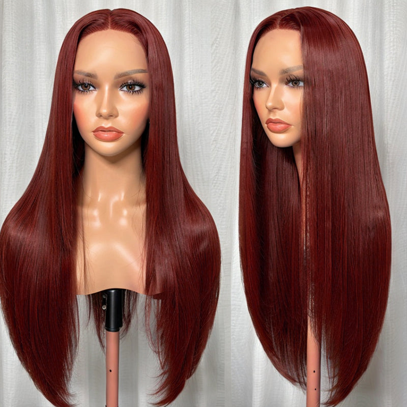 LinktoHair Wig #33 Reddish Brown 5x5 Lace Straight Glueless HD Lace Closure Wigs