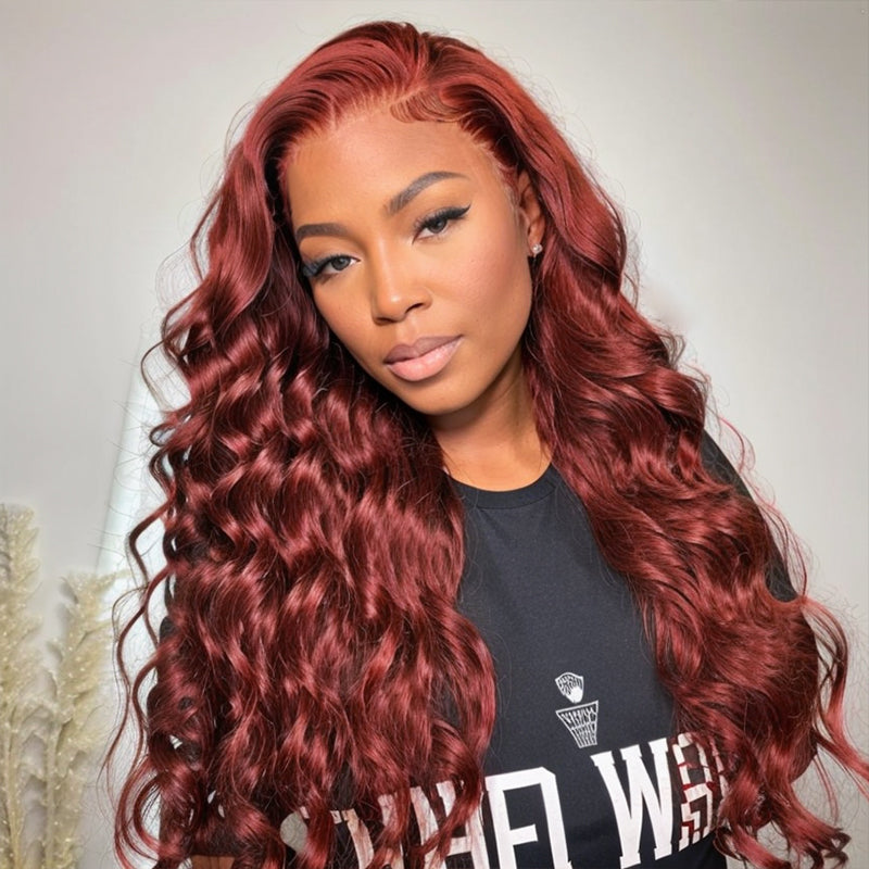 LinktoHair Wear & Go Wig #33 Reddish Brown 5x5 Body Wave Glueless HD Lace Closure Wigs