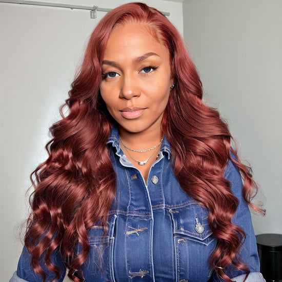 LinktoHair Wear & Go Wig #33 Reddish Brown 5x5 Body Wave Glueless HD Lace Closure Wigs