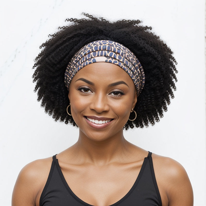 LinktoHiar Fitness Wig | Natural Black Short Curly Headband Wig Human Hair Wigs