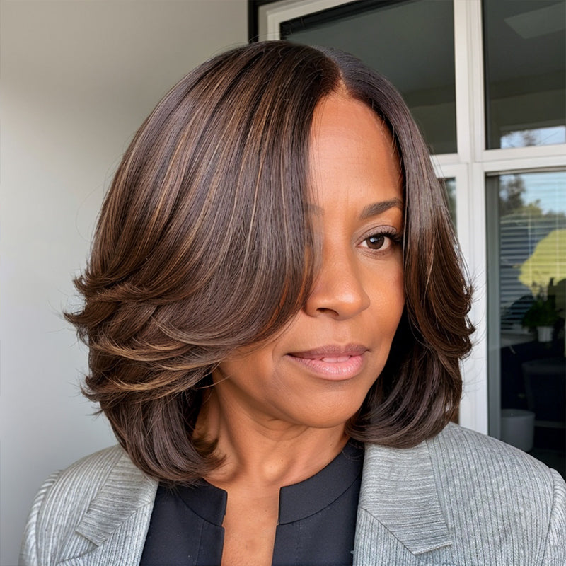 Linktohair Brown Ombre Glueless 5x5 Closure Lace Wig 100% Human Hair