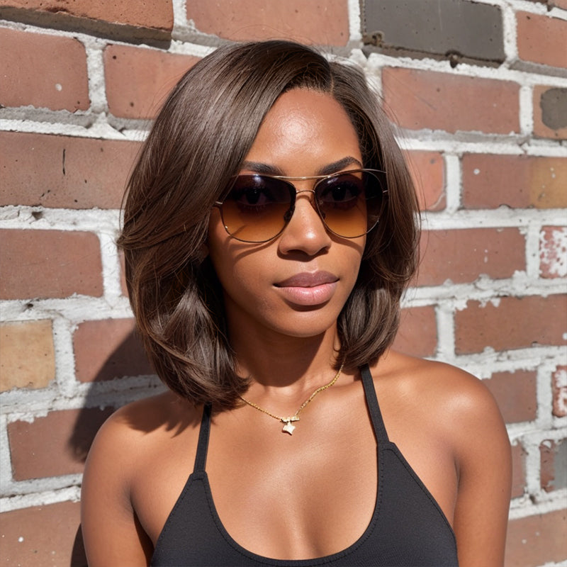 Linktohair Brown Ombre Glueless 5x5 Closure Lace Wig 100% Human Hair