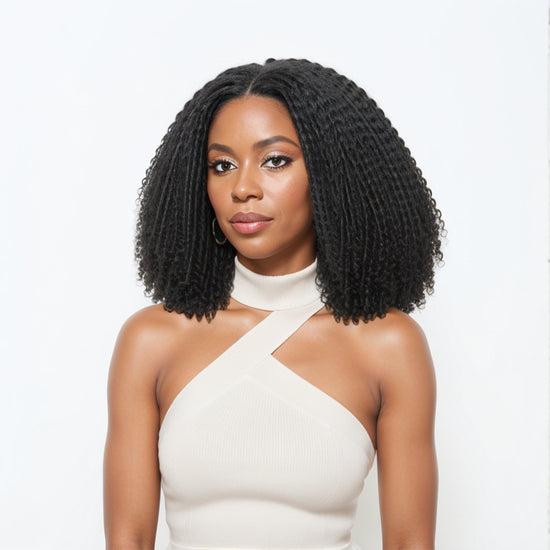 Linktohair Dreadlock Style Natural Black Spring Twist Glueless 5x5 Closure Lace Wig 100% Human Hair