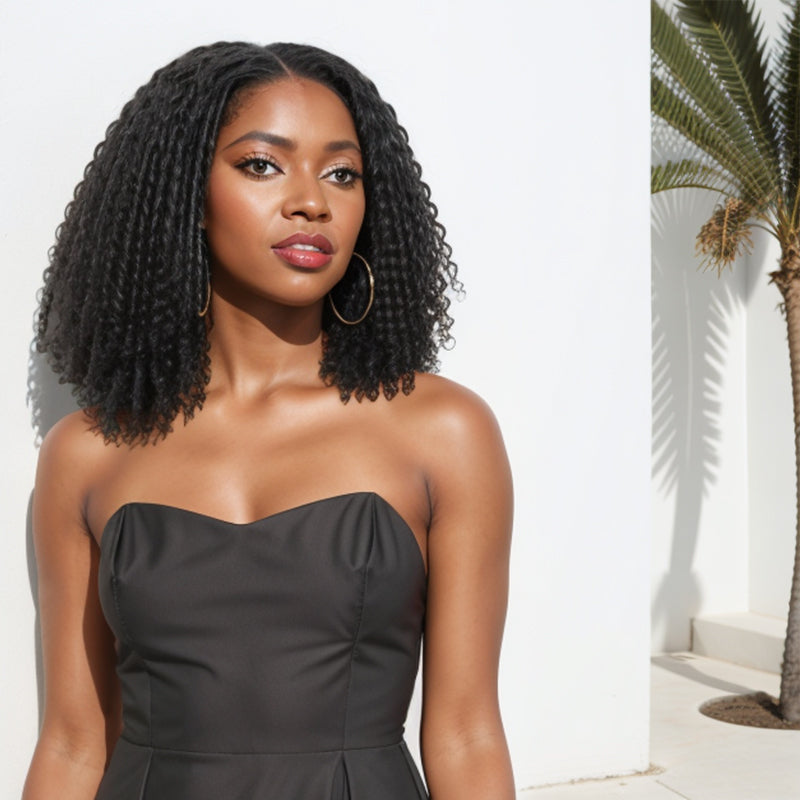 Linktohair Dreadlock Style Natural Black Spring Twist Glueless 5x5 Closure Lace Wig 100% Human Hair