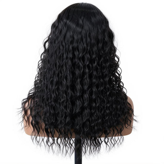 Salt And Pepper Wavy Curly Wig with Bangs 100% Human Hair Wigs Ready & Go