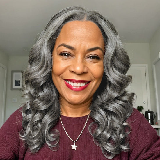 Linktohair Limited Design | Salt And Pepper Roll Curly Long Hair 13x4 Lace Front Wig 100% Human Hair