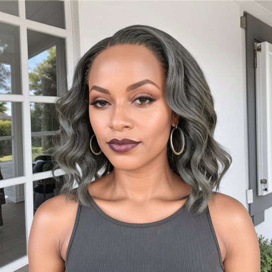 Put On And Go Realistic Glueless Salt And Pepper Loose Wave 5x5 Closure Lace Wig Human Hair