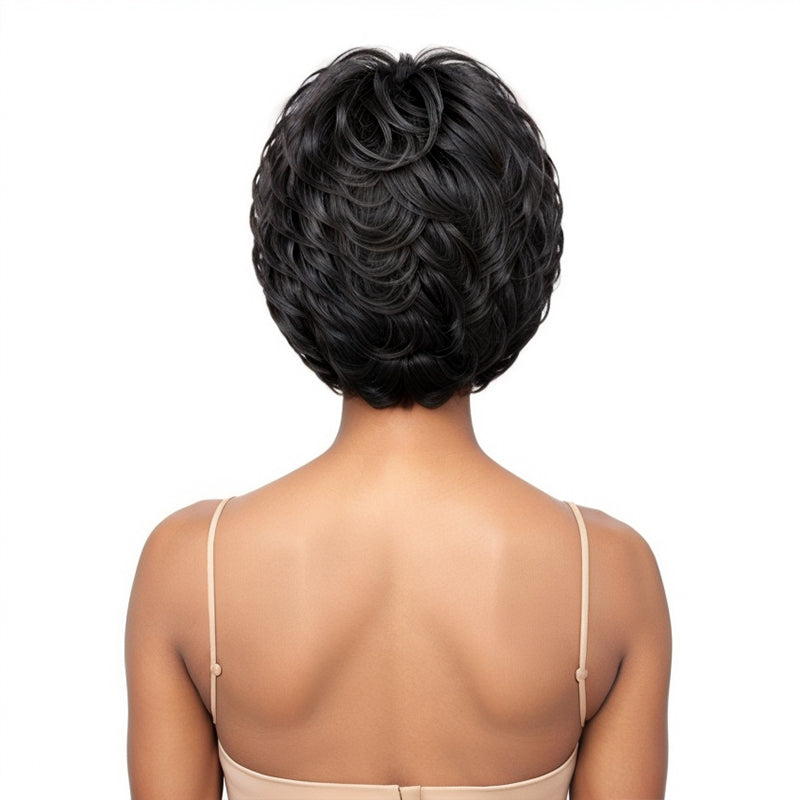 Linktohair Natural/Brown Hair Wig With Bangs Layered Cut Wigs For Black Woman