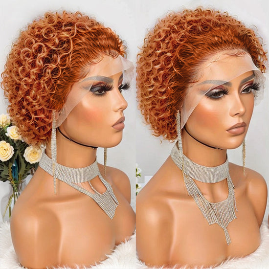Meimaid Copper | 13x4 Lace Front Short Curly Pixie Cut Wig 100% Human Hair