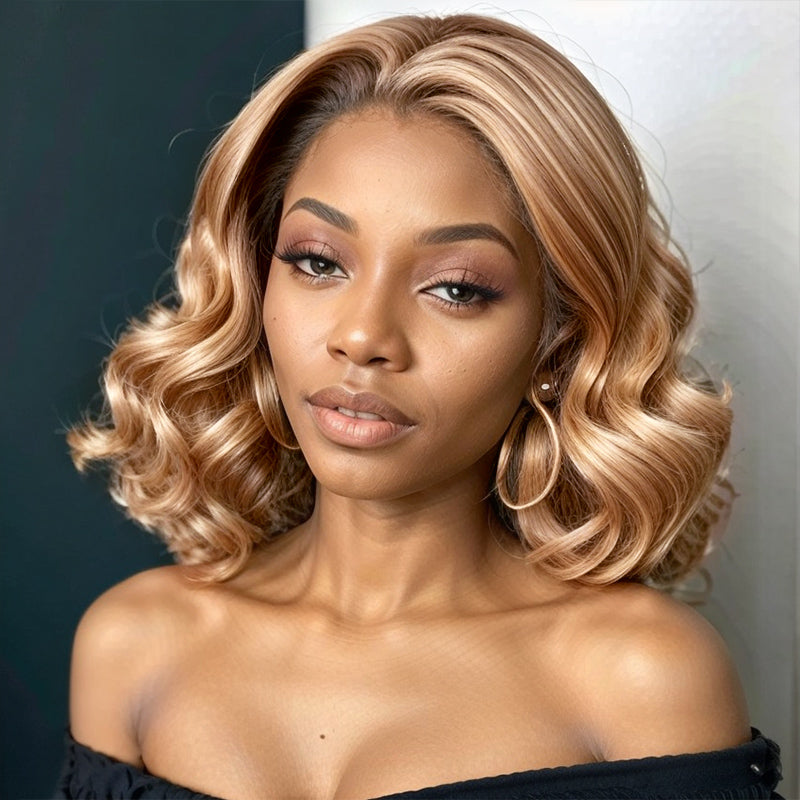 Monroe Romantic Hairstyles | Highlight P4/613 Bouncy Loose Wave 13x4 Lace Frontal Wig 100% Human Hair