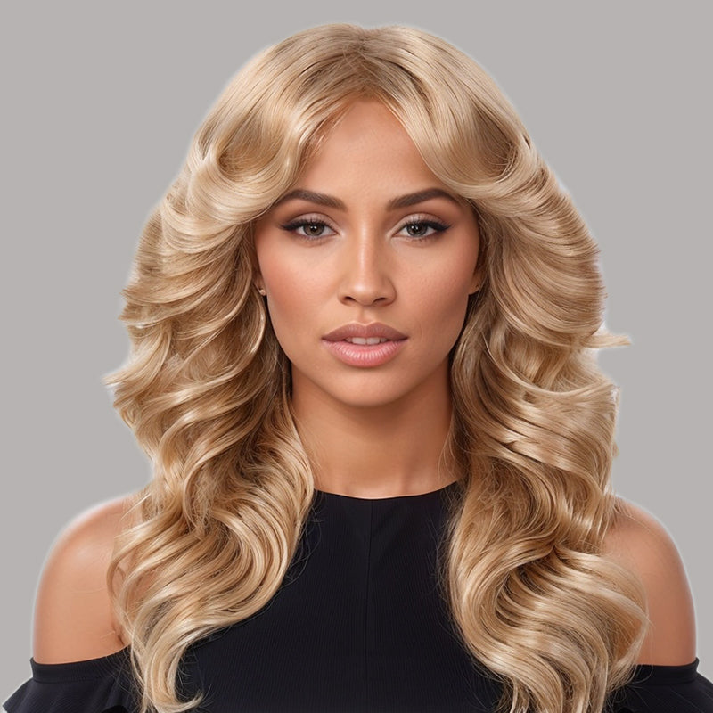 Load image into Gallery viewer, Ombre Blonde 13x4 Lace Front Roll Body Wave Middle Part Human Hair for Ladies Daily Used
