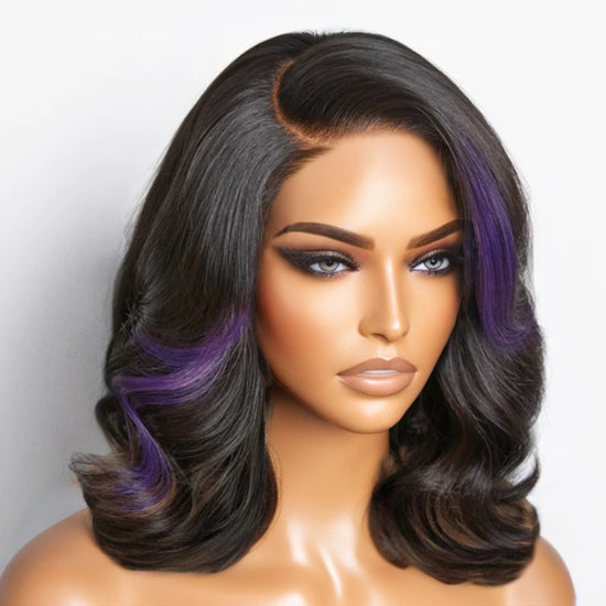 LinktoHair | Purple Highlights Loose Wave Glueless 5x5 Closure HD Lace Wig 100% Human Hair