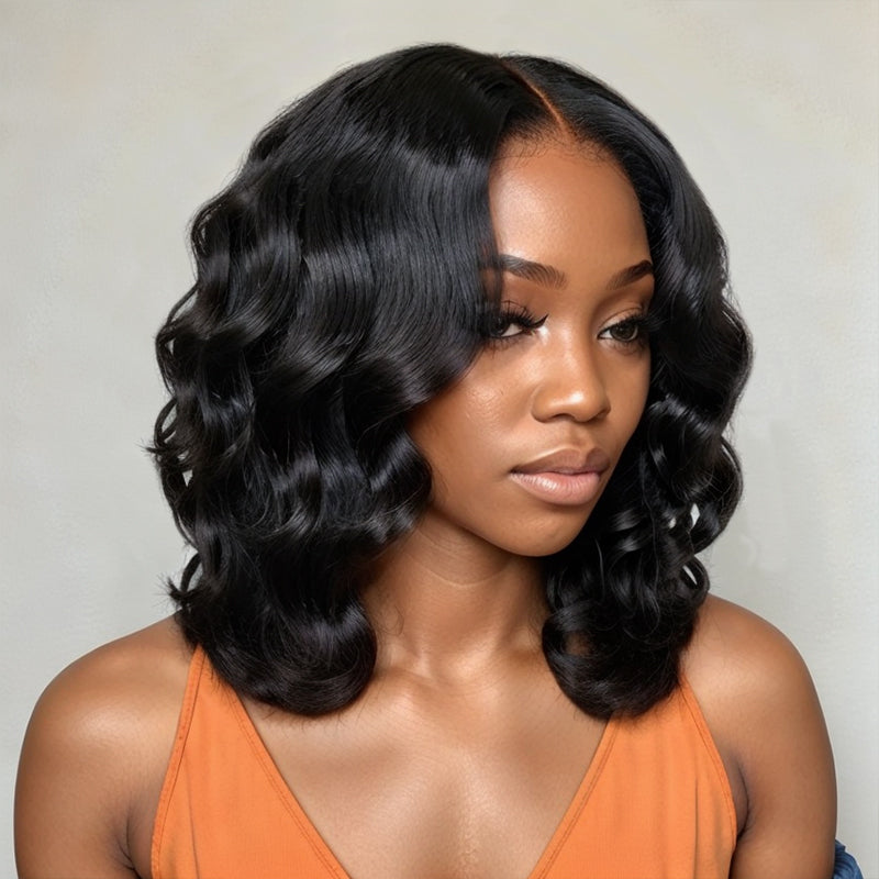 Load image into Gallery viewer, Wear &amp;amp; Go Bouncy Wave Bob Wig 5x5 Lace Pre-Cut Closure Lace For Beginner Friendly

