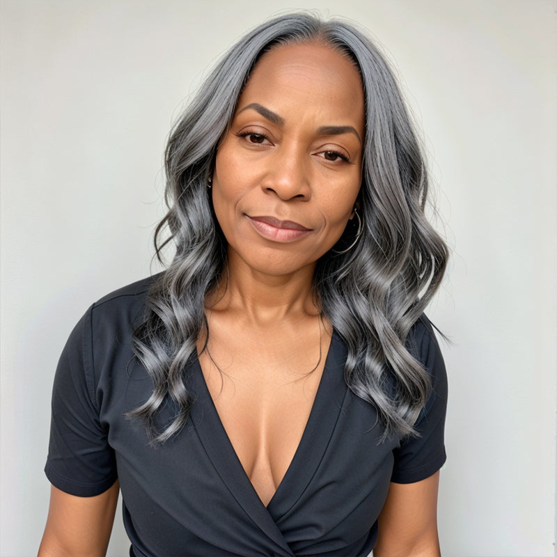 Ready & Go Salt And Pepper Glueless Body Wave 5x5 Closure Lace Wig 100% Human Hair