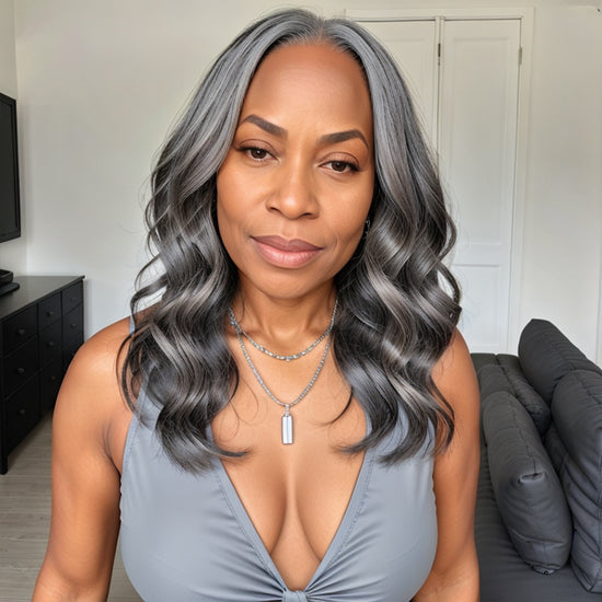 Ready & Go Salt And Pepper Glueless Body Wave 5x5 Closure Lace Wig 100% Human Hair