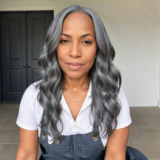 Load image into Gallery viewer, Ready &amp;amp; Go Salt And Pepper Glueless Body Wave 5x5 Closure Lace Wig 100% Human Hair

