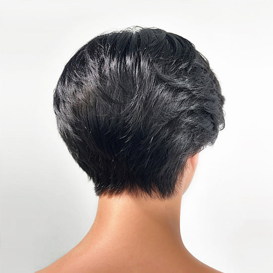 Realistic 4C Edges | Short Pixie Cut Layer Hair 13x4 Lace Frontal Wig 100% Human Hair