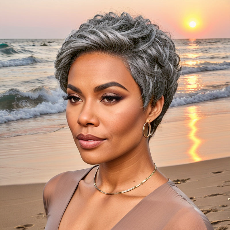 Salt And Pepper 13x4 Lace Front Wig Straight Bob Side Part 100% Human Hair