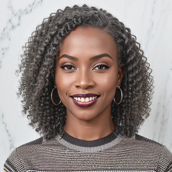 Salt And Pepper Deep Curly 13x4 Lace Front Wig Human Hair For Black Woman