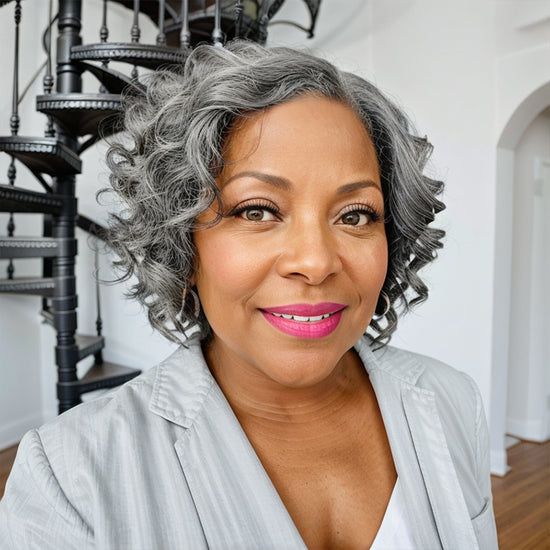 Salt And Pepper Short Bob Wig 5x5 Closure Lace Wig 100% Human Hair