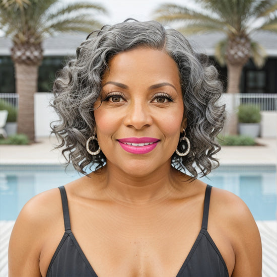 Salt And Pepper Short Bob Wig 5x5 Closure Lace Wig 100% Human Hair
