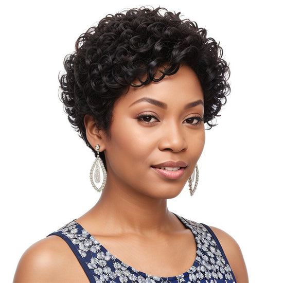 Short Black Human Hair Wig Glueless Bob Deep Curly 5x5 Closure Pre-cut Lace Wig For Summer