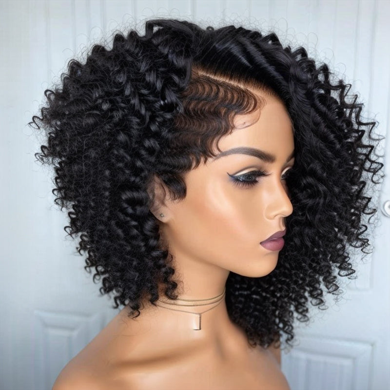 Short curly lace deals front wigs human hair
