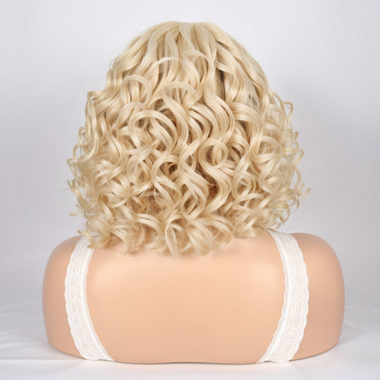 Short Wavy Human Hair Wigs #613 Blonde Lace Front Bob Wigs