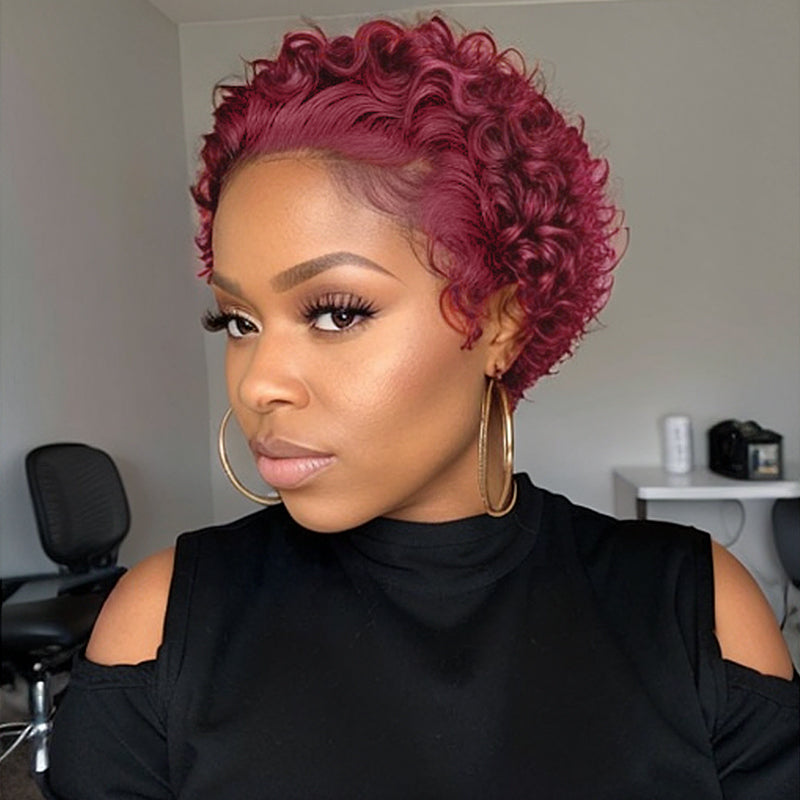 Load image into Gallery viewer, Summer Pick | Undetectable Lace Front 99J Burgundy Curly Pixie Cut Wig

