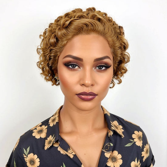 Summer Pick | Undetectable Lace Front Brown Curly Pixie Cut Wig 100% Huamn Hair