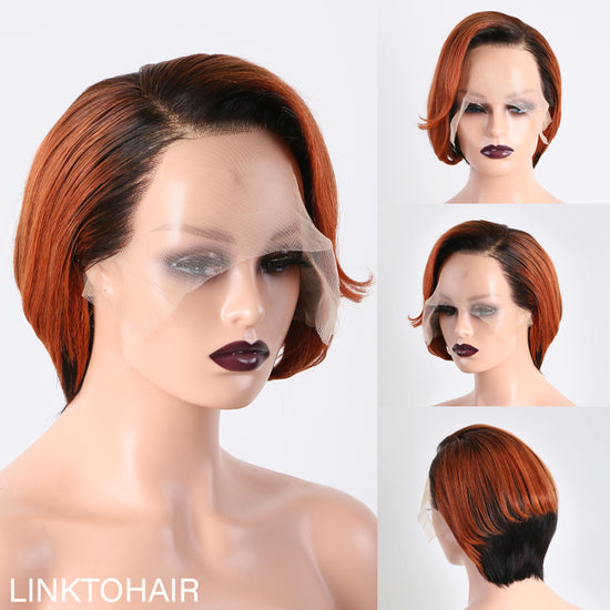 Summer Style | Trendy 13x4 Pixie Cut T1B/33 Wig 100% Human Hair