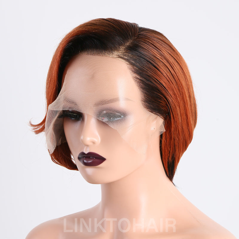 Summer Style | Trendy 13x4 Pixie Cut T1B/33 Wig 100% Human Hair