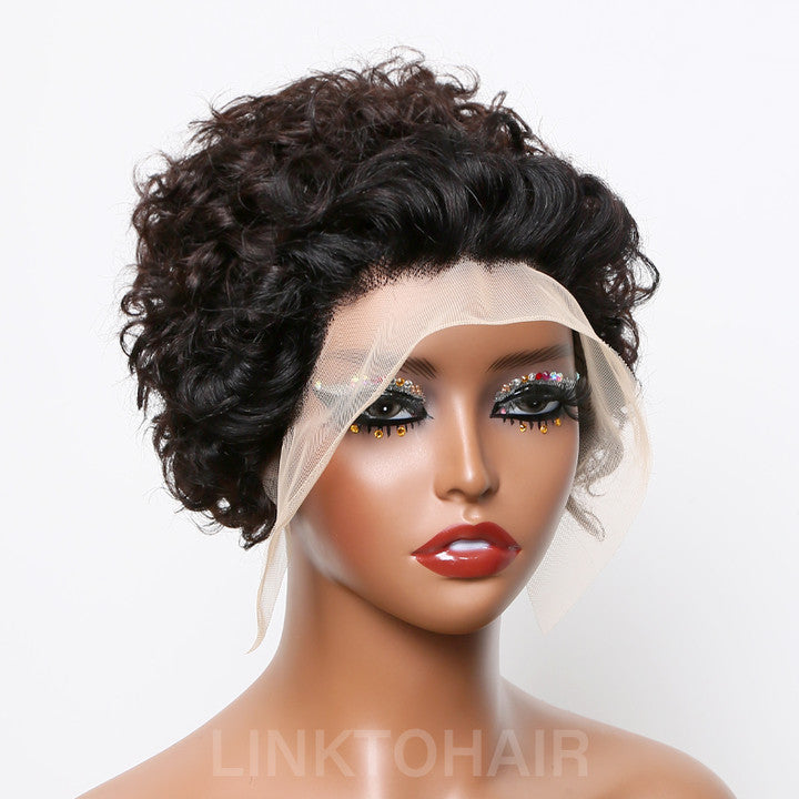 Load image into Gallery viewer, Undetectable Lace Front Natural Curly Pixie Cut Wig 100% Human Hair
