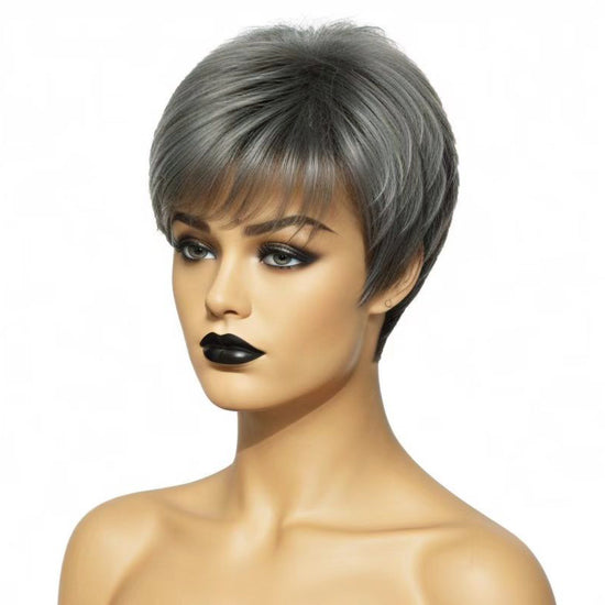 Trendy Limited Style | Salt & Pepper Pixie Cut 100% Human Hair Wig