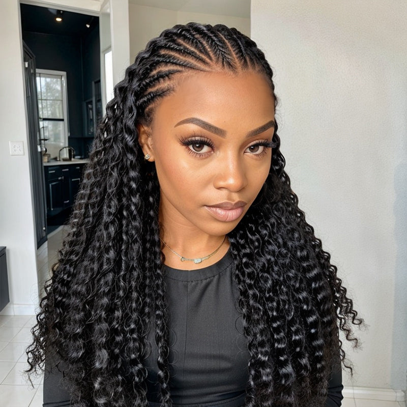 Load image into Gallery viewer, Trendy Braided Style | Micro Braids Natural Color 13x4 Lace Front Wig Human Hair Wigs
