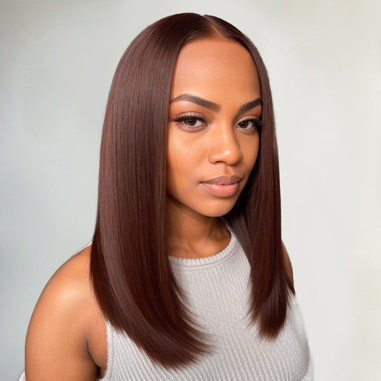 Load image into Gallery viewer, Trendy Dark Chocolate | 13x4 Undetectable Lace Frontal Silky Straight Wig 100% Human Hair

