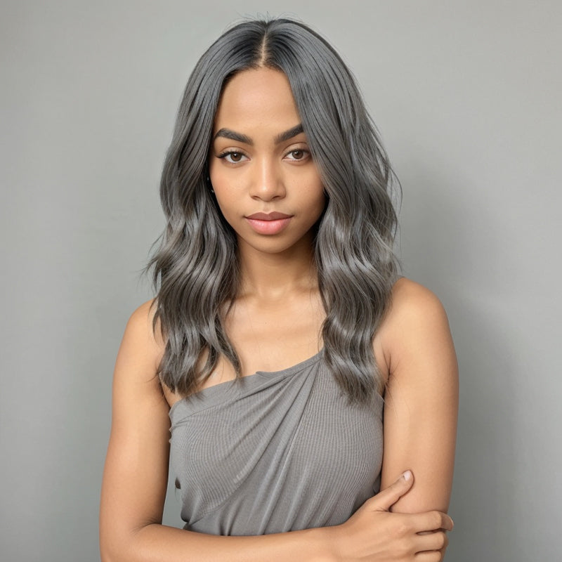 Trendy Design & Color | Salt And Pepper Body Wave 5x5 Closure Wig 100% Human Hair